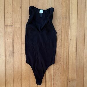 Sunday Best Black V-Neck Ribbed Bodysuit